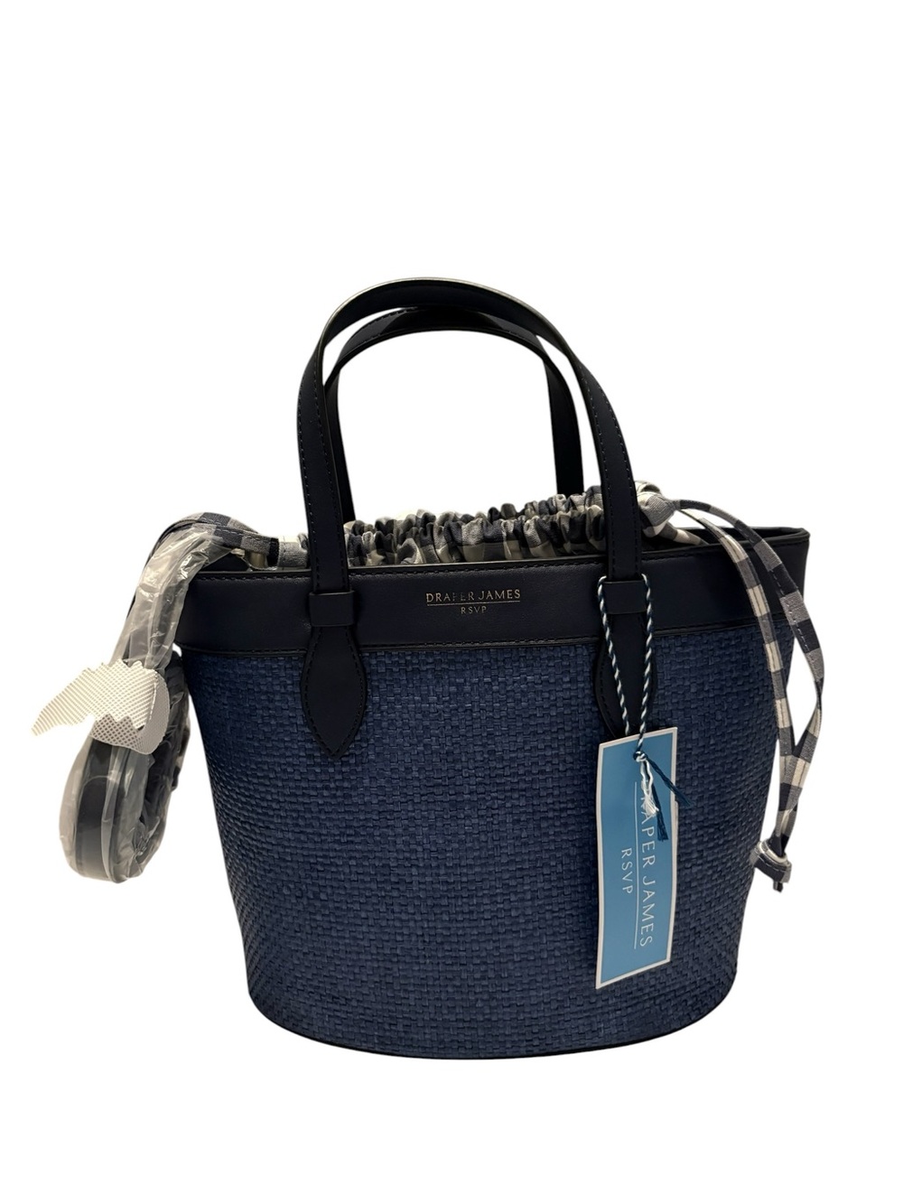 Draper James RSVP Blue Woven Straw Basket Crossbody
Tote.